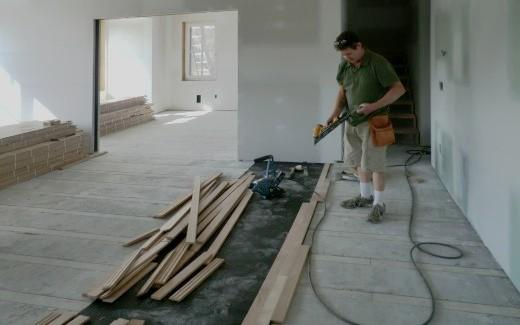 Beginning of oak flooring